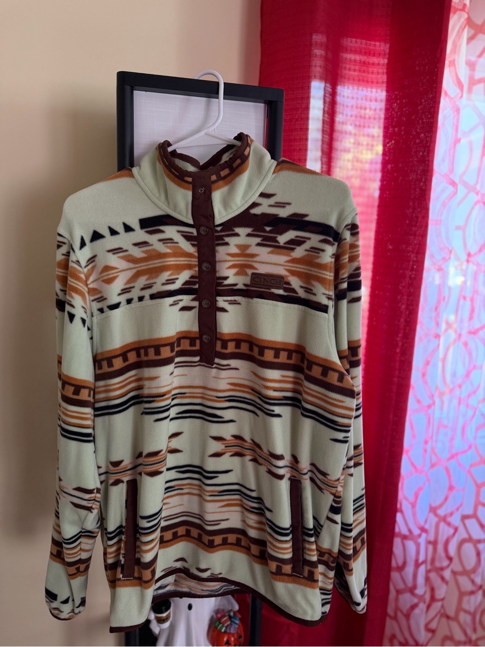 Cinch Women's Mint, Brown & Tan Patterned Fleece Pullover